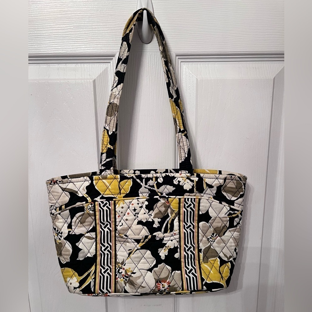 Vintage Vera Bradley Dogwood Bag Yellow & Black Floral Design Retired Pattern